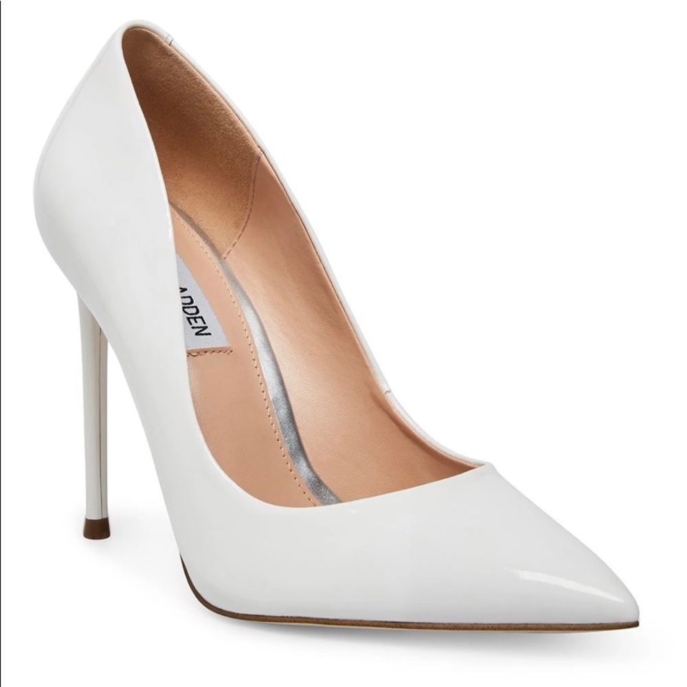 Steve Madden Vala white patent heels